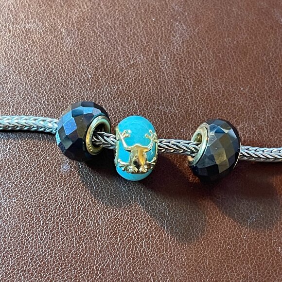 TWO Michael Valitutti Gems en Vogue barrel-shaped hematite charms 925 silver 18k - Picture 4 of 5